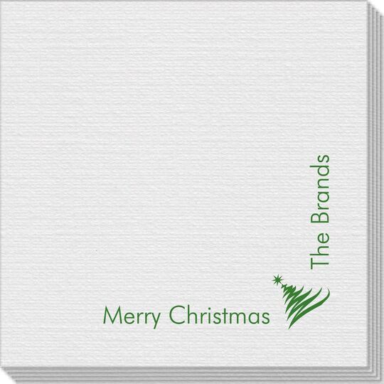 Corner Text with Artistic Christmas Tree Linen Like Napkins